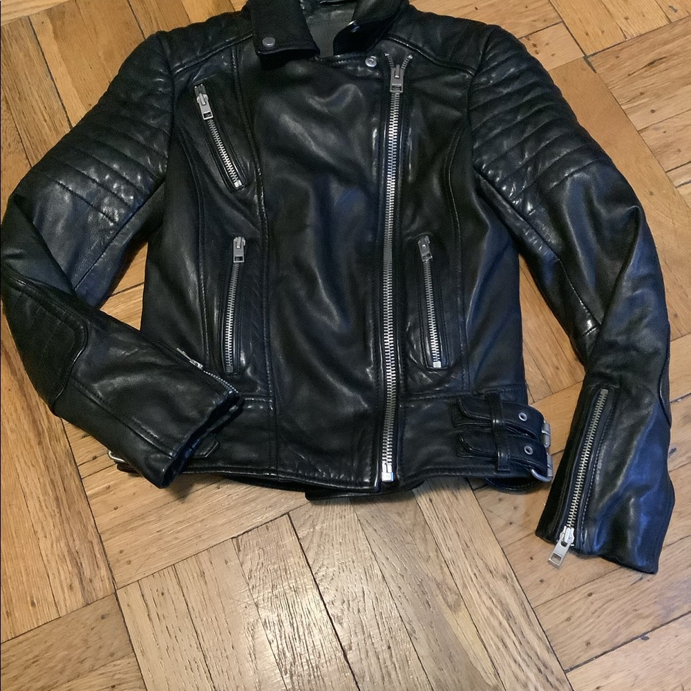 All Saints Black Leather Jacket - Picture 2 of 11